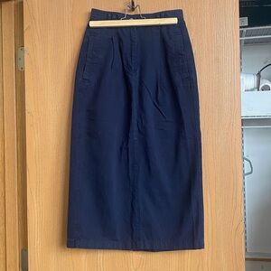 LIZ WEAR Vintage Petite Navy Blue Pencil Maxi Skirt Womens Slit Casual Y2k Sz 6